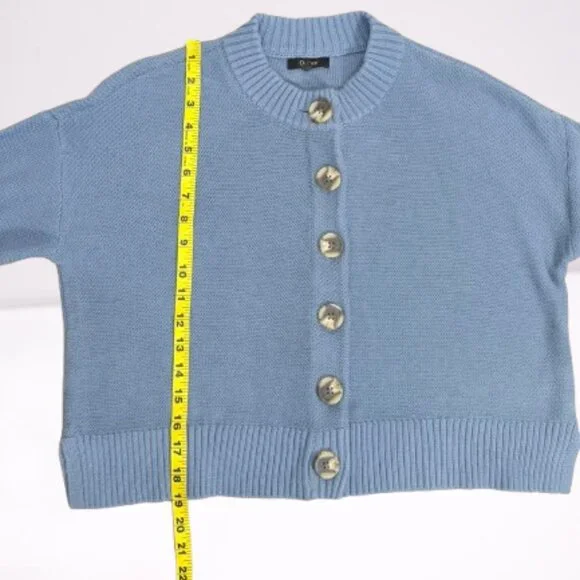 Quince 100% Organic Cotton Cropped Cardigan Size S Blue-Gray - Picture 7 of 8
